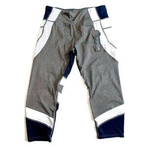 RAG Capri Activewear Leggings Sweat Wicking Womens L Yoga Gym Navy Blue Gray
